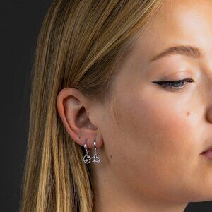 925 Sterling Silver Airplane and World Map Earrings